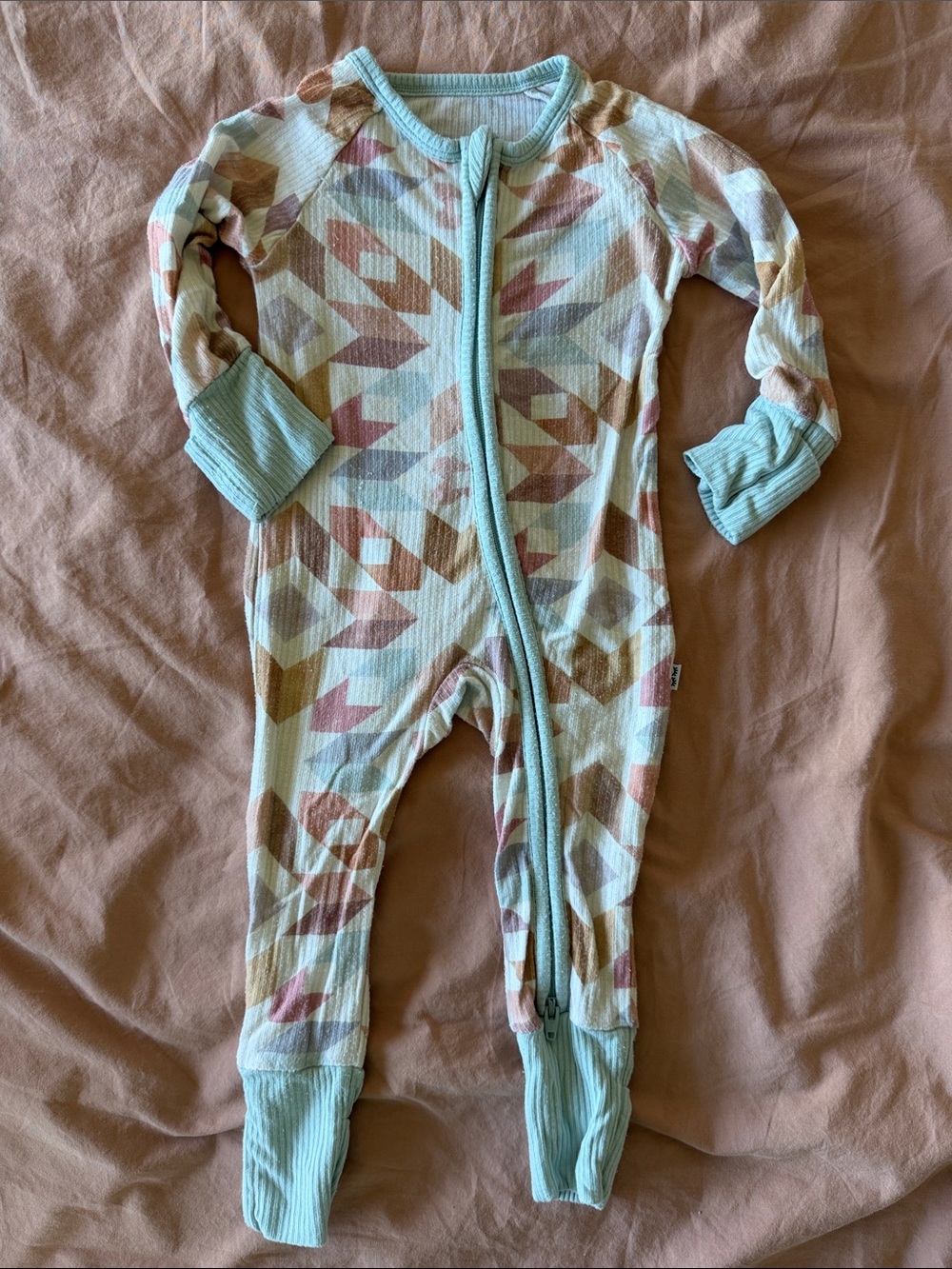 Little Sleepies Pastel Aztec Zip One-Piece in Mint, Blush, Tan, Cream